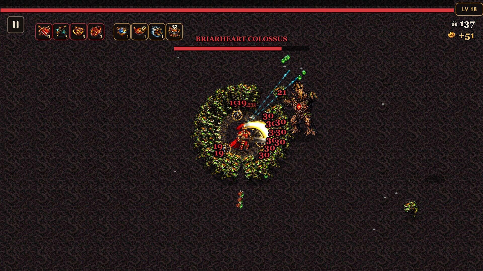 Briarheart Colossus battle inside a closing enemy horde